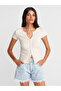 31838 Button Short Sleeve Top-Stone