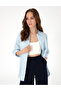 Light Blue Oversize Long Sleeve 100% Linen Shirt 50301078-Vr003