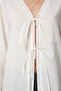 Contrast Striped Tie-Up Summer Blouse Ecru Lbv0060 - 6
