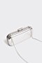 Silver Metallic Silver Clamshell Chain Strap Clutch Evening Bag - 4
