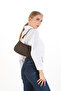 Women's Crossbody Baguette Hand and Shoulder Bag 2 Pieces - Brown - Beige - 3