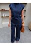 Asymmetrical Blouse Linen Pants Set - 3