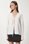 Contrast Striped Tie-Up Summer Blouse Ecru Lbv0060 - 5