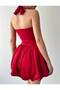 Red Mini Satin Designer Dress - 2