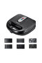 Electric Sandwich Maker 750 Watt 6 slices in 1, Donut, Nuts, Waffle, Non-stick plates, SK-908 Black