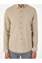 Khaki Linen Look Slim Fit Long Sleeve Shirt 50307025-Vr027 - 6
