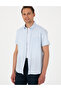 Light Blue Linen Blend Regular Fit Short Sleeve Shirt 50303418 -Vr003 - 3