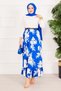 Ruffle Patterned Skirt Cobalt Blue - 4