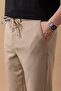 Men's Regular Fit Mid Waist Straight Leg Beige Trousers - 6