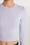Women's Slim Fit Slim Fit Crew Neck Gray Blouse - 3