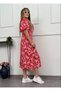Women's V Neck Button Summer Woven Midi Dress 4C-2325 - 3