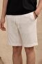 Men's Elastic Waist Drawstring Double Leg White Shorts - 4