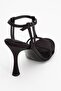 CREDO Black Satin Women's High Heeled Shoes - 5