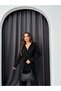 Women's Black Strawberry Fabric Side Tie Blouse and Pants Set – Comfortable and Modern Style 15735 - 4