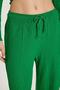Women's Slim Fit Slim Fit Elastic Waist Drawstring Flared Leg Green Trousers - 2