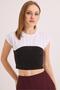 Black and White Color Block Knitted Blouse - 2