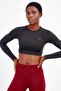 Slimfit Women's Crew Neck Black Crop Top - 3