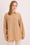 Stone Embroidered Comfortable Fit Linen Shirt Mink - 4