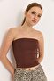 Flexible strapless blouse coffee - 2