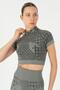 Slimfit Women's Crew Neck Black Crop Top