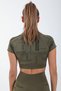 Slimfit Women's Crew Neck Khaki- Crop Top - 2