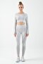 Slimfit Women's Crew Neck Ecru Crop Top - 4