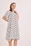 V-Neck Pleat Detailed Comfortable Fit Woven Viscose Dress White - 4