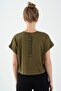Comfort Women's Crew Neck Olive Crop Top - 2