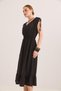 Textured Knitted Fabric Shoulder Detailed Elastic Waist Dress Black - 2