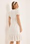 V-Neck Watermelon Sleeves Full Laced Lined Dress Ecru - 2