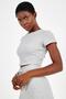Slimfit Women's Crew Neck Gray Melange Crop Top - 3