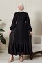 Pleated Chiffon Hijab Dress with Sleeve Zipper Detail - 4