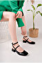 Black Patent Leather Women's Square Blunt Toe Heeled Shoes