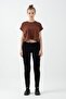 Comfort Women's Crew Neck Brown Crop Top - 3