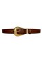 100% Genuine Leather, Brown Women's Jeans Belt with Large Gold Buckle and Metal Bridge 4 Cm=an-byn-65 - 7