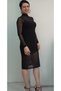 Black Turtleneck Mini Pencil Dress with Inner Rope Strap, Detailed Long-Sleeved Tulle Pencil Dress - 5