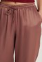 Women's Regular Fit Elastic Waist Tie Satin Wide Leg Pink Trousers - 2