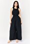 Women Textured Sleeveless Jumpsuit, Black