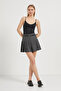 Women's Short Belted Pleated Smoked Mini Shorts Skirt - 2