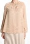 Beige Blouse with Jacquard Accessory Detail B-0118 - 2