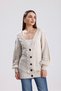 Cream Color Hair Knitted Balloon Sleeve Long Women's Knitwear Knitted Cardigan (80cm) - 5