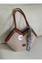 New Season Women's Shoulder Bag with Scarf and Corn Detail - 3