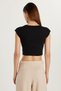 Women's Modal Fabric Slim Fit Slim Fit Short Sleeve Crew Neck Black Blouse - 5