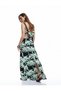 Viscose Fabric Palm Patterned Long Dress with Window Detail and Straps - 4