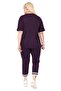 Women's Black V-Neck Stripe Detailed Short Sleeve Elastic Capri Two-Piece Tracksuit Set - 4