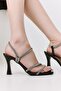 Woman's black stone chic high heel sandal