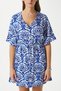 Women's Felina Blue Waist Gathered Viscose Dress 17020 - 6