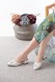 Dabrie White Patent Leather Cross Buckle (4 cm Heeled) Pointed Toe Ballerina Shoes