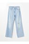 Lcw Jeans Indigo Wideleg Women's Jean Pants with Ripped Detail - 6