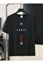 Men's Paris Stripe Printed Short Sleeve Oversize T-Shirt